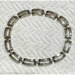 Machine Age Necklace Gate Link Rectangular Chain Attributed to Jakob Bengel